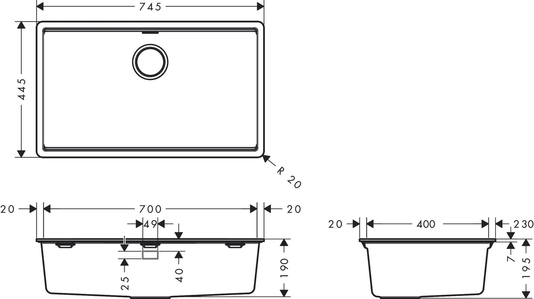 Küchenspülbecken „S53“ in Steingrau Küchenspülbecken „S53“ in Steingrau