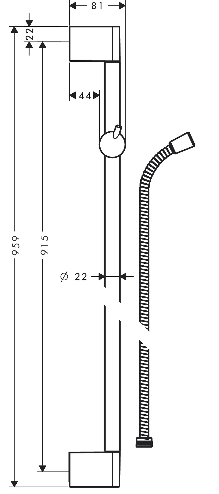 Brausenstange Unica'Crometta 900mm chrom mit Metaflex 1600mm Brausenstange Unica'Crometta 900mm chrom mit Metaflex 1600mm