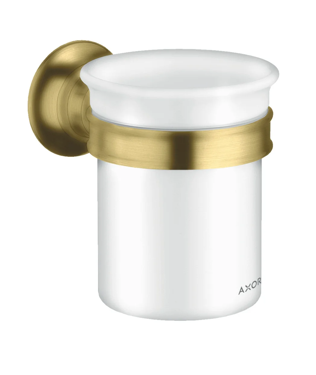 Hansgrohe Axor Montreux Zahnglas Brushed Brass, wandmontiert, mit Metallhalterung und Befestigungsmaterial