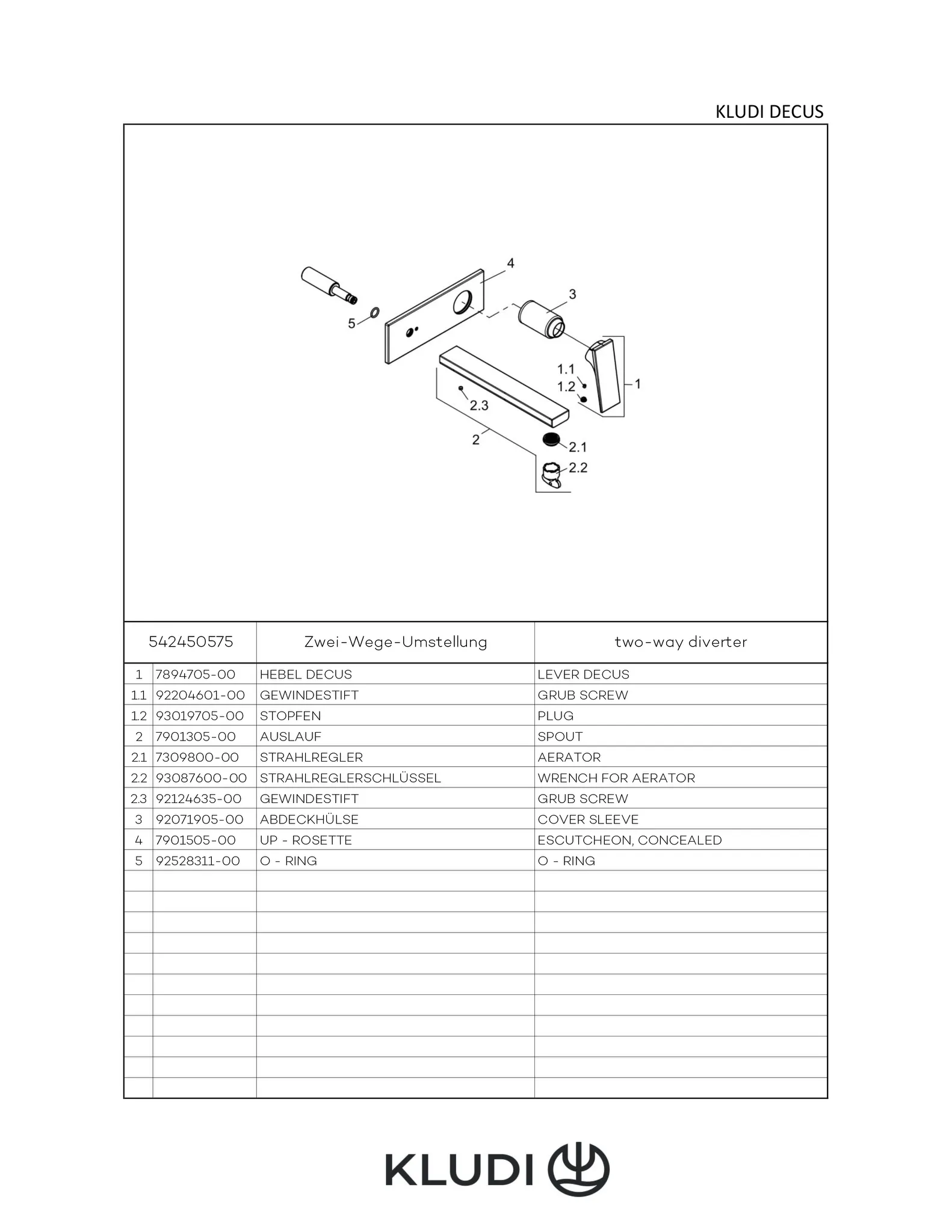 Kludi DECUS 2-Loch-Wand-EHM 240MM Feinbau-Set chrom Kludi DECUS 2-Loch-Wand-EHM 240MM Feinbau-Set chrom