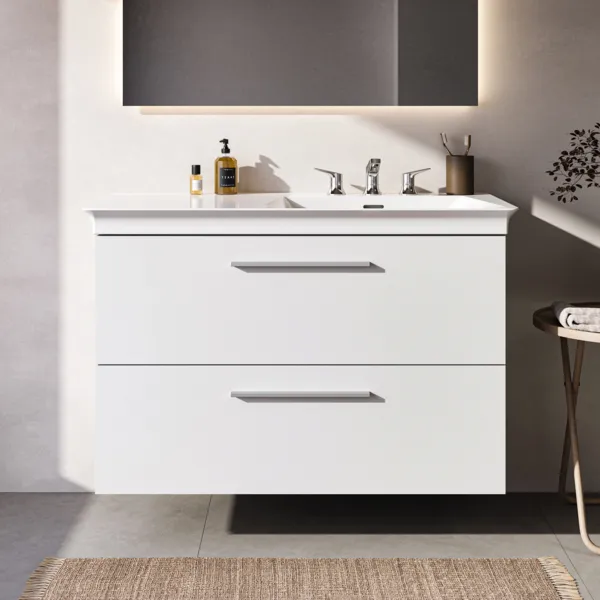 Ideal Standard Möbelwaschtischunterschrank i.life B 2 Auszüge Siphon rechts 1000x505x630mm Weiß matt Ideal Standard Möbelwaschtischunterschrank i.life B 2 Auszüge Siphon rechts 1000x505x630mm Weiß matt