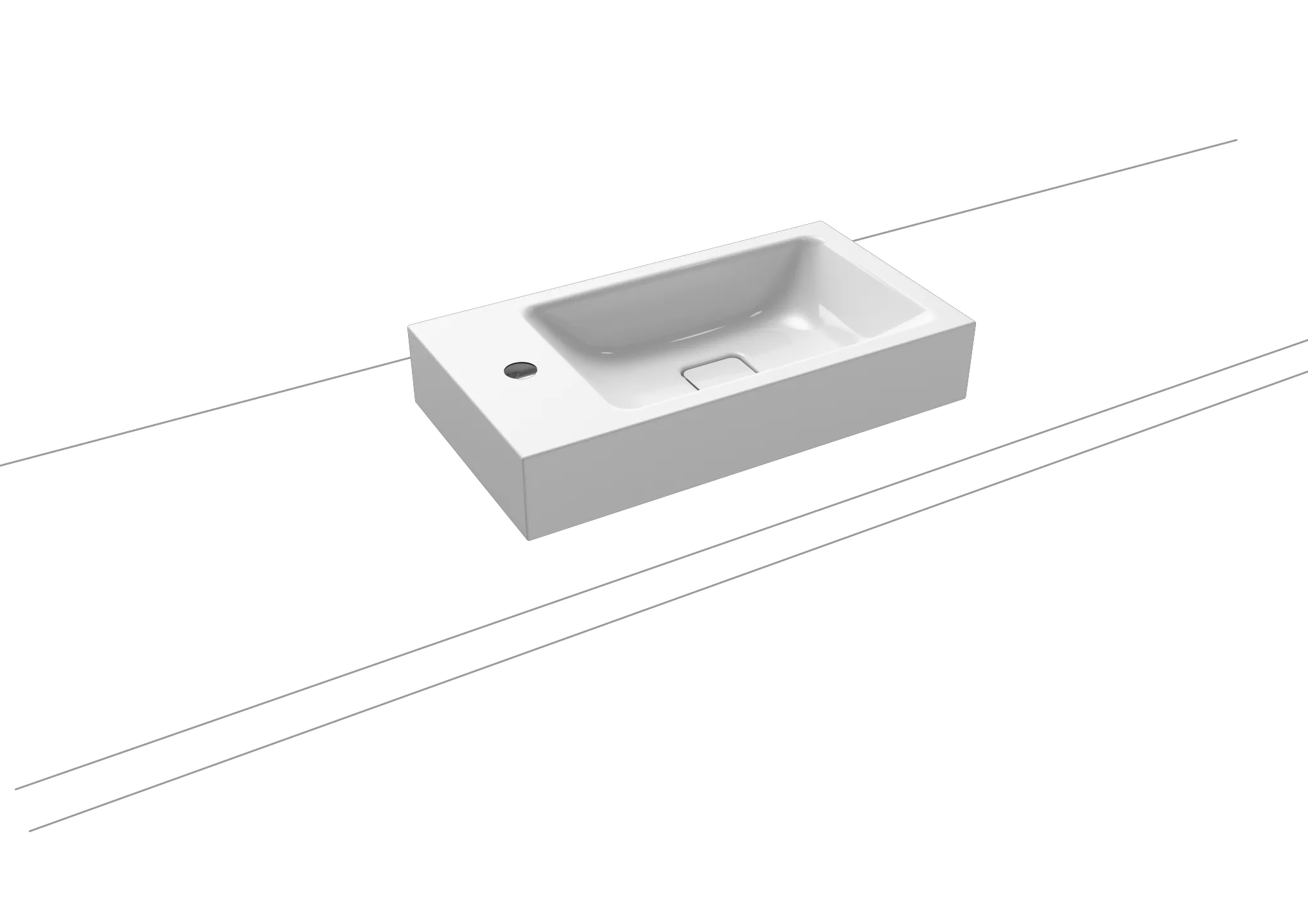 Aufsatzwaschtisch „Cono“ 55 × 30 cm, ohne Überlauf, mittig, mit Hahnlochbohrung in alpinweiß mit Perl-Effekt