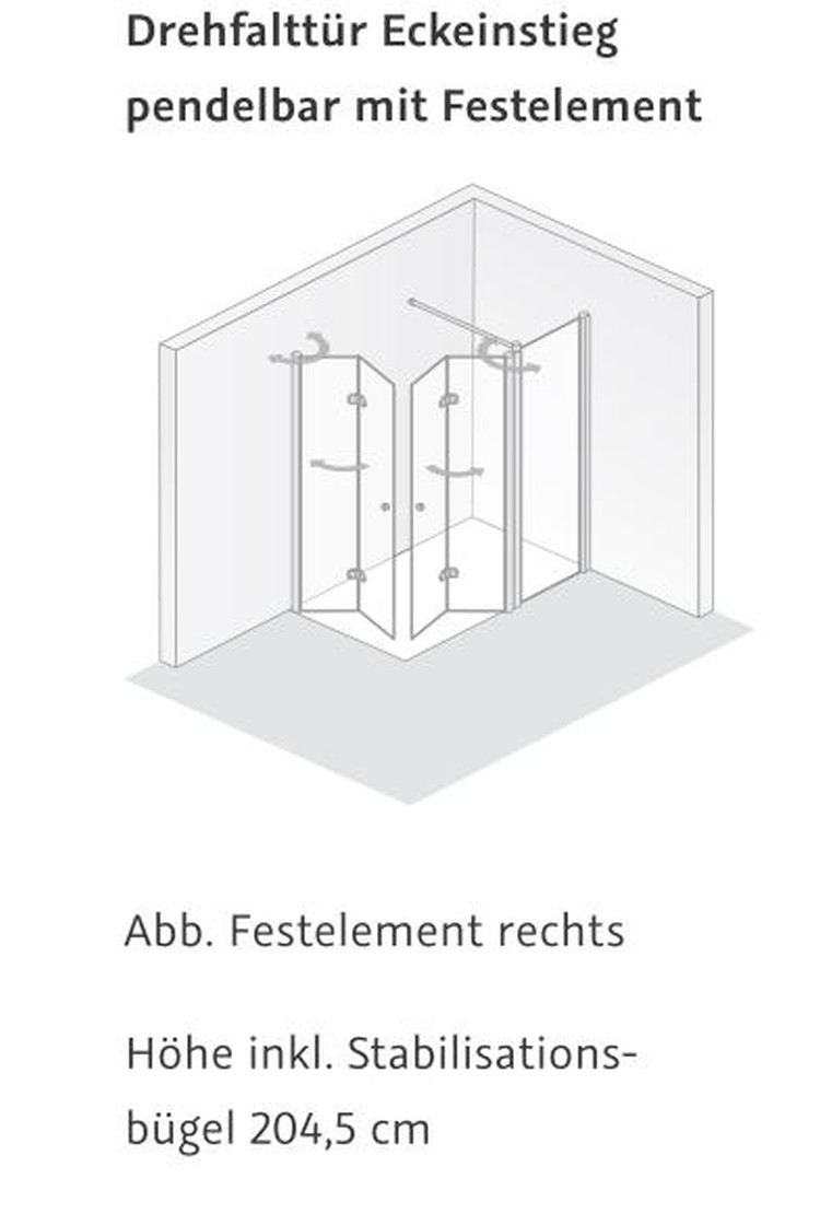 HSK teilgerahmte Eckeinstieg Drehfalttür pendelbar mit Festelement „Exklusiv“ Glas Linea 01 (80 cm), Profile Manhattan, Scharniere Premium Softcube, B: 900 mm H: 2000 mm T: 1400 mm HSK teilgerahmte Eckeinstieg Drehfalttür pendelbar mit Festelement „Exklusiv“ Glas Linea 01 (80 cm), Profile Manhattan, Scharniere Premium Softcube, B: 900 mm H: 2000 mm T: 1400 mm