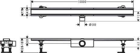 Hansgrohe RainDrain Compact Komplettset Duschrinne 1000mm Edelstahl gebürstet