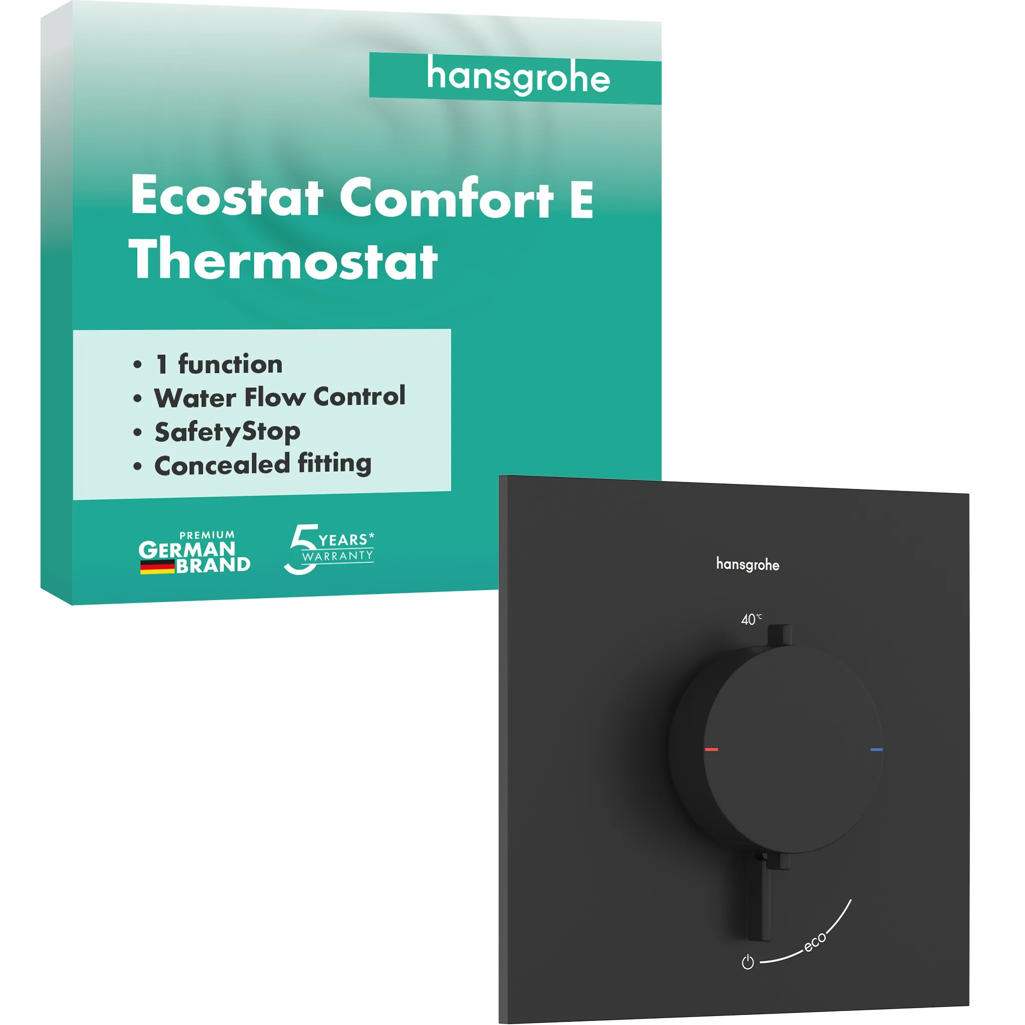 Hansgrohe Unterputz-Armatur „Ecostat Comfort E“ Ausladung 0 mm in Mattschwarz
