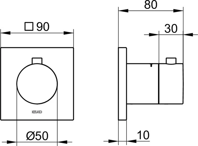 IXMO 59553010002 Thermostatarmatur UP DN15 eckig verchromt
