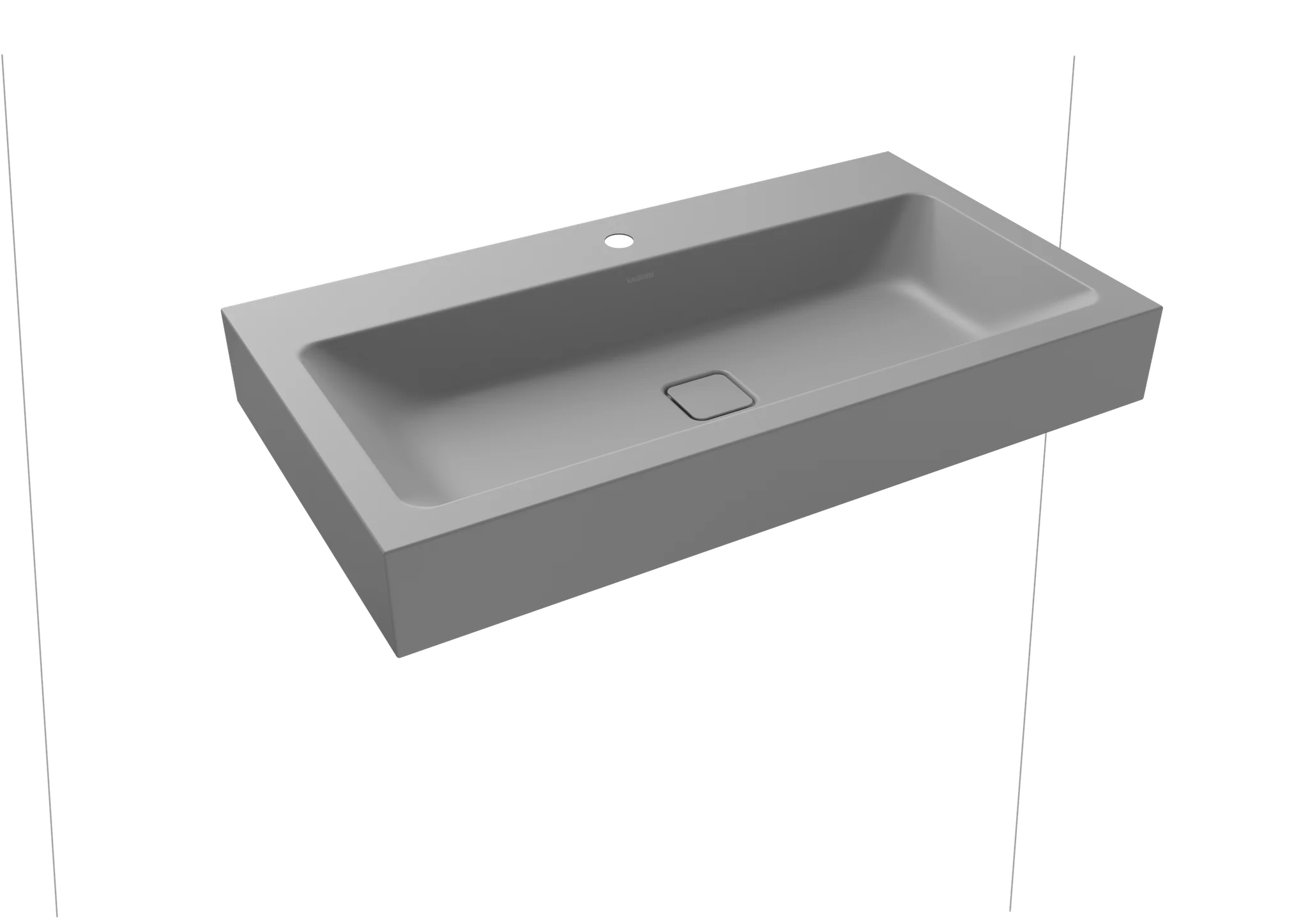 Doppelwaschtisch „Cono“ 90 × 50 cm, mittig, ohne Überlauf, mit Hahnlochbohrung in cool grey 30 mit Perl-Effekt