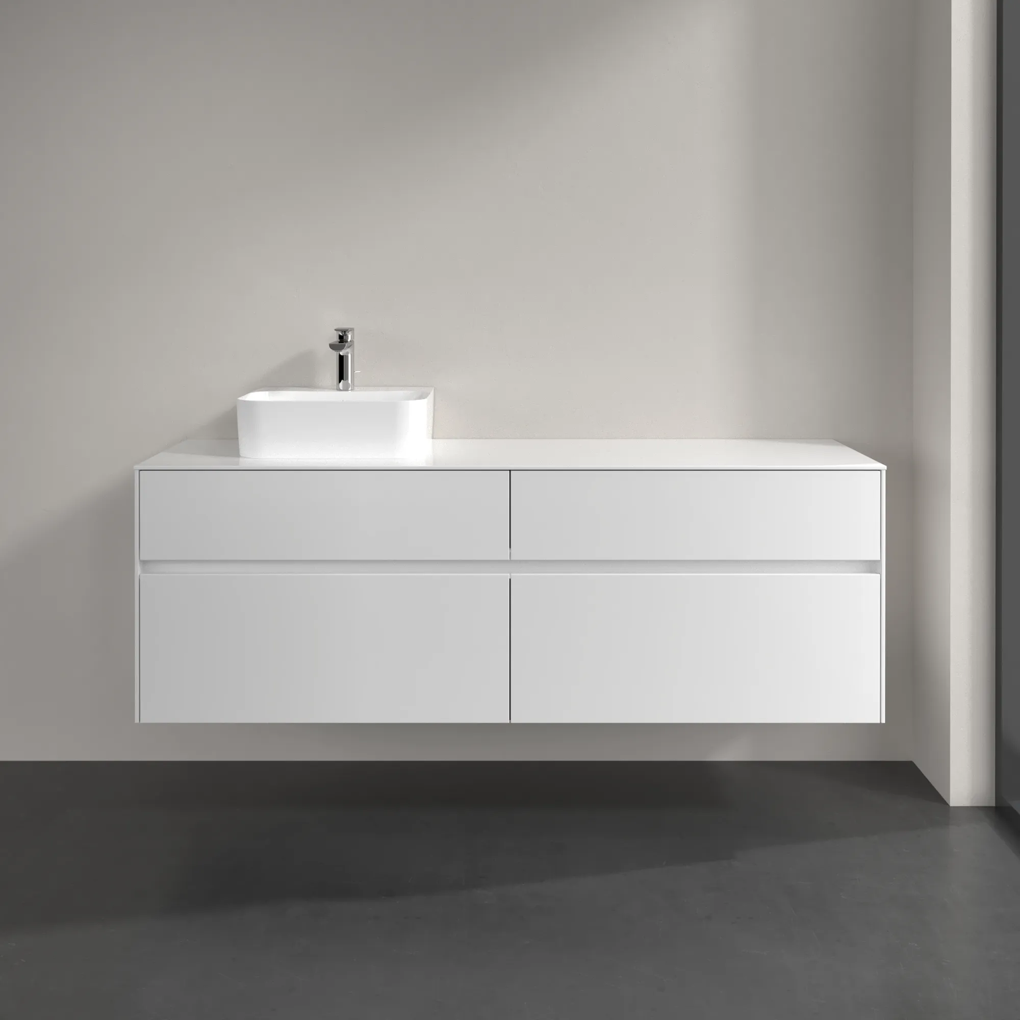 Villeroy & Boch Waschtischunterschrank „Collaro“ 1600 × 548 × 500 mm Glossy White, ohne Beleuchtung, für Becken links