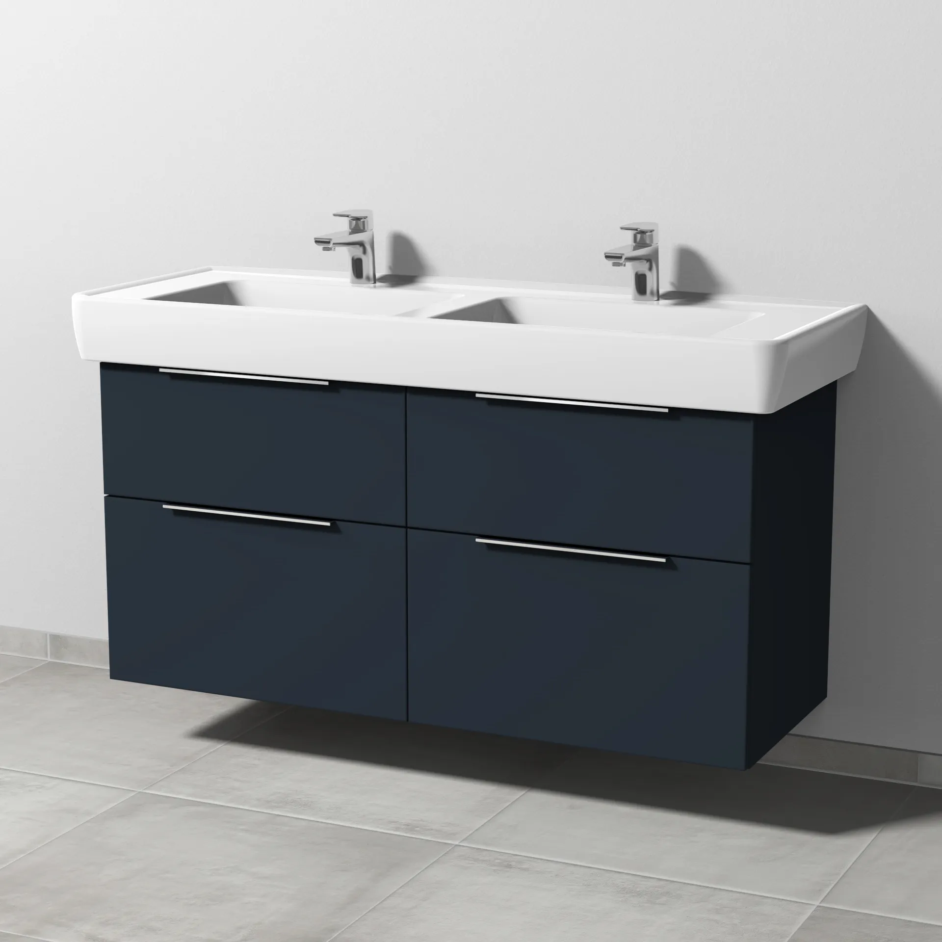 Sanipa Waschtischunterschrank „3way“ passend zu Keramik-Waschtische Pro A von Laufen 1200 × 588 × 447 mm in Marine (matt), mit Hahnlochbohrung