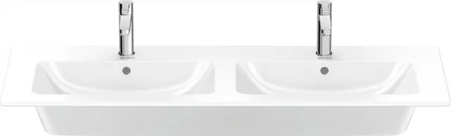 Doppel-Wandwaschtisch „ME by Starck“, mit Überlauf, Hahnlochposition mittig in Weiß Hochglanz Doppel-Wandwaschtisch „ME by Starck“, mit Überlauf, Hahnlochposition mittig in Weiß Hochglanz