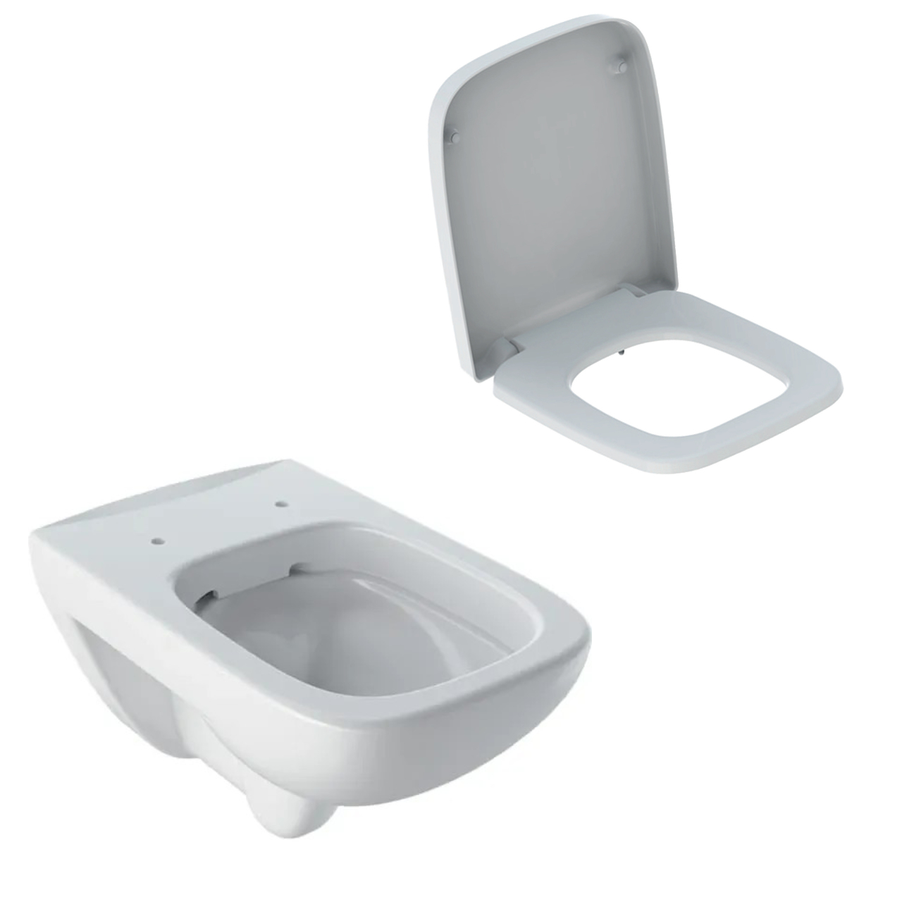 Set Tiefspül-WC Tiefspül-WC Geberit Renova Plan mit WC-Sitz Geberit Warp-Over-Design Renova Plan