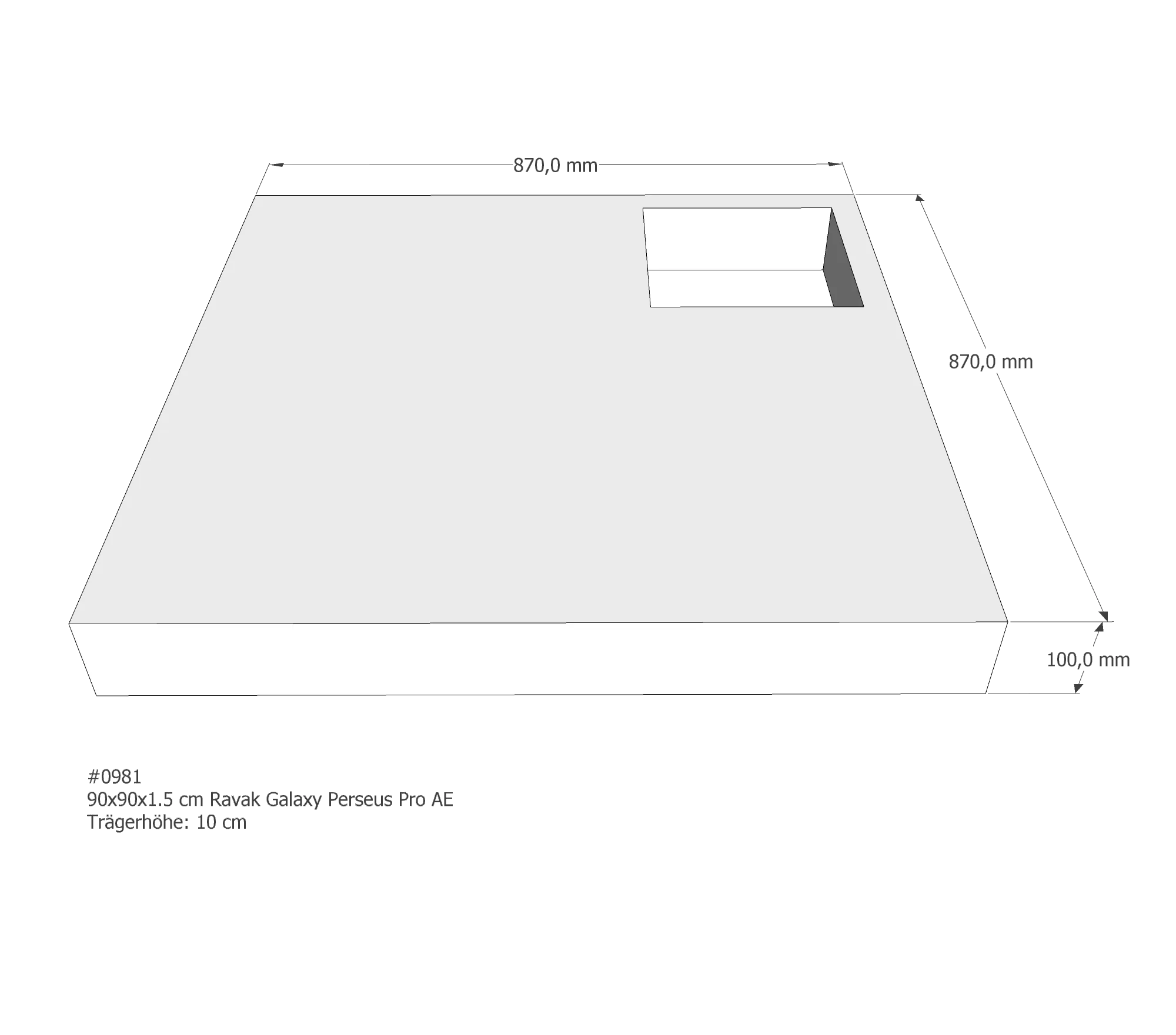 Duschwannenträger für Ravak Galaxy Perseus Pro 90 × 90 × 1,5 cm