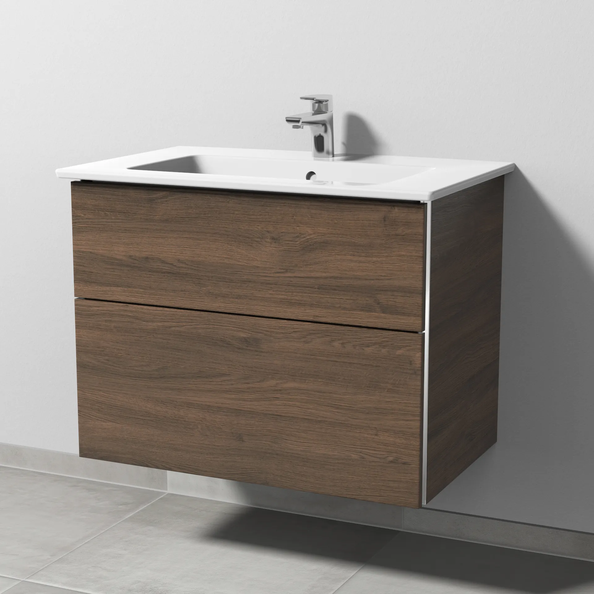 Sanipa Keramik-Waschtisch-Waschtischunterschrank mit Waschtischunterschrank „3way“ 755 × 591 × 477 mm in Eiche Arizona, mit Hahnlochbohrung, Becken mittig Sanipa Keramik-Waschtisch-Waschtischunterschrank mit Waschtischunterschrank „3way“ 755 × 591 × 477 mm in Eiche Arizona, mit Hahnlochbohrung, Becken mittig
