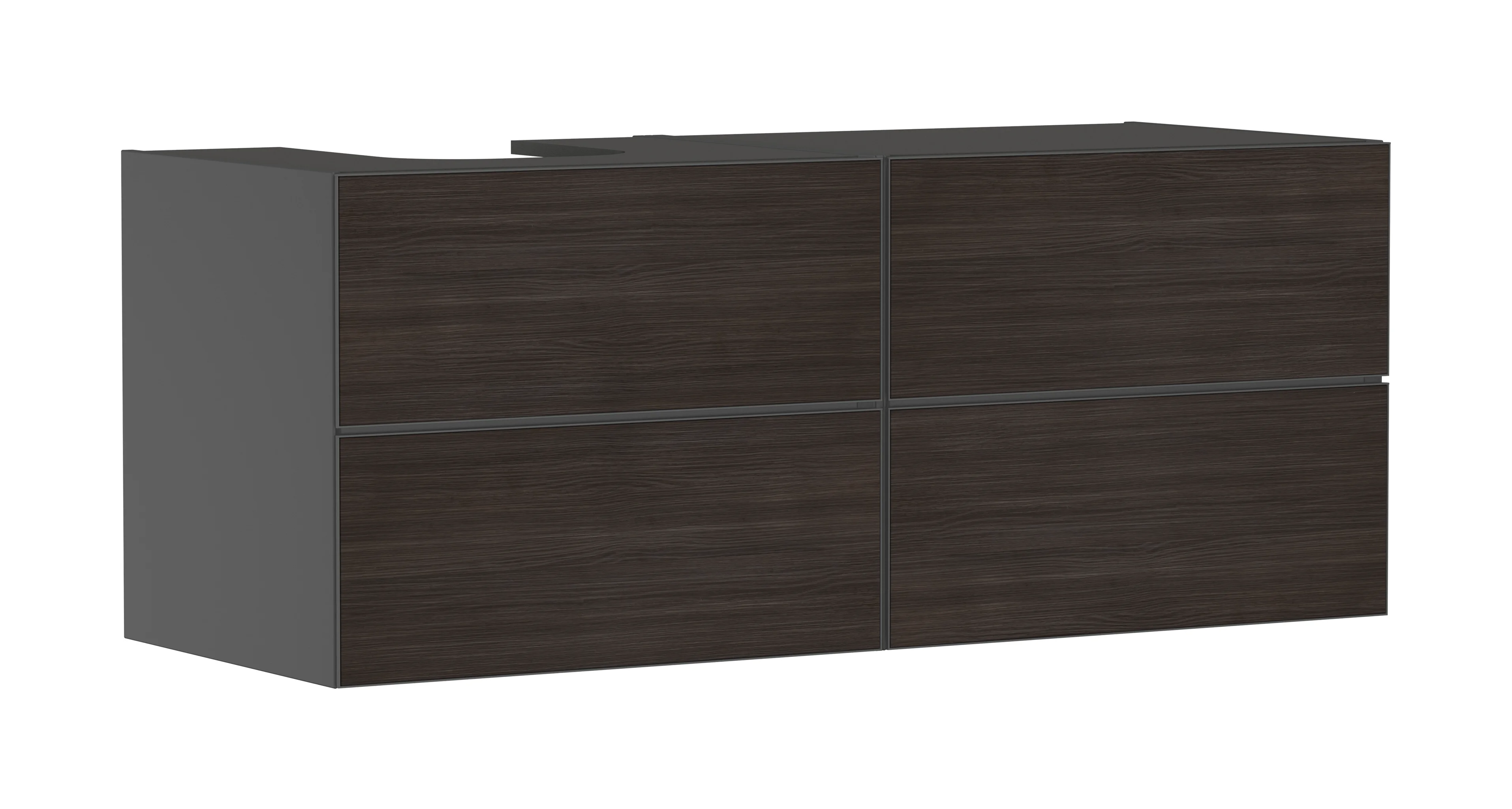 Hansgrohe Xevolos E Waschtischunterschrank Schiefergrau Matt 1370x550 mm mit 4 Schubkästen für Konsole