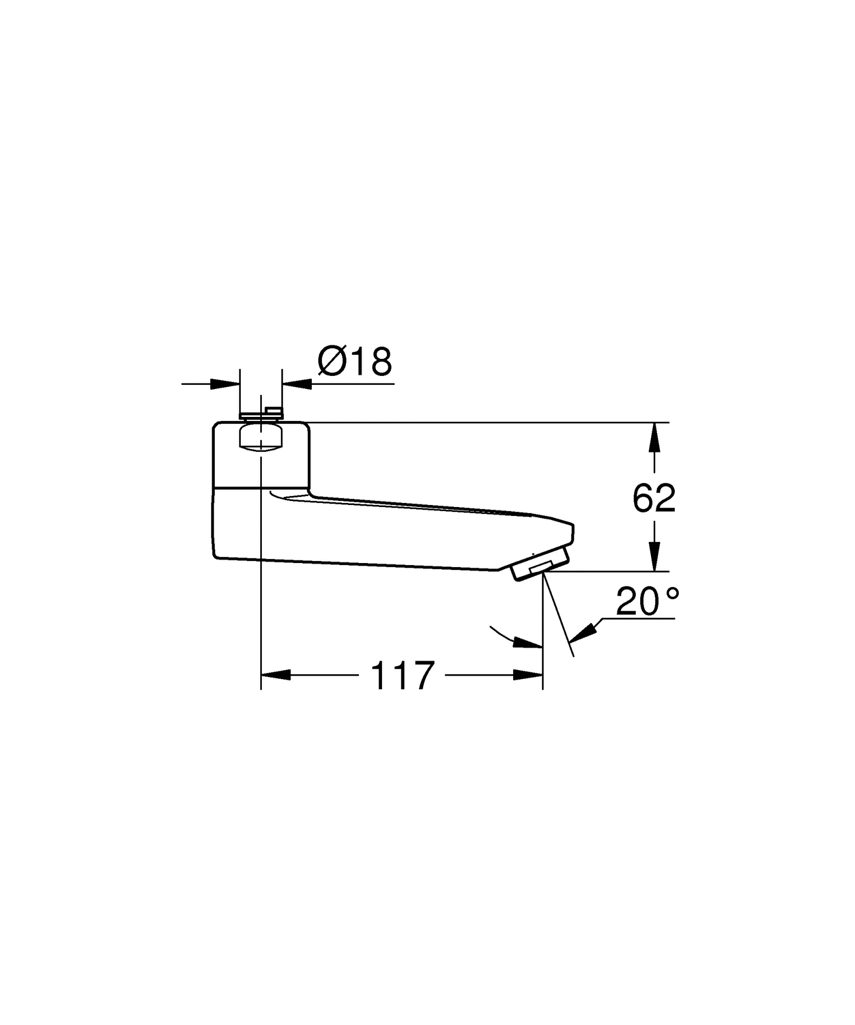 Gussauslauf 13137, Länge, 115 mm, chrom Gussauslauf 13137, Länge, 115 mm, chrom