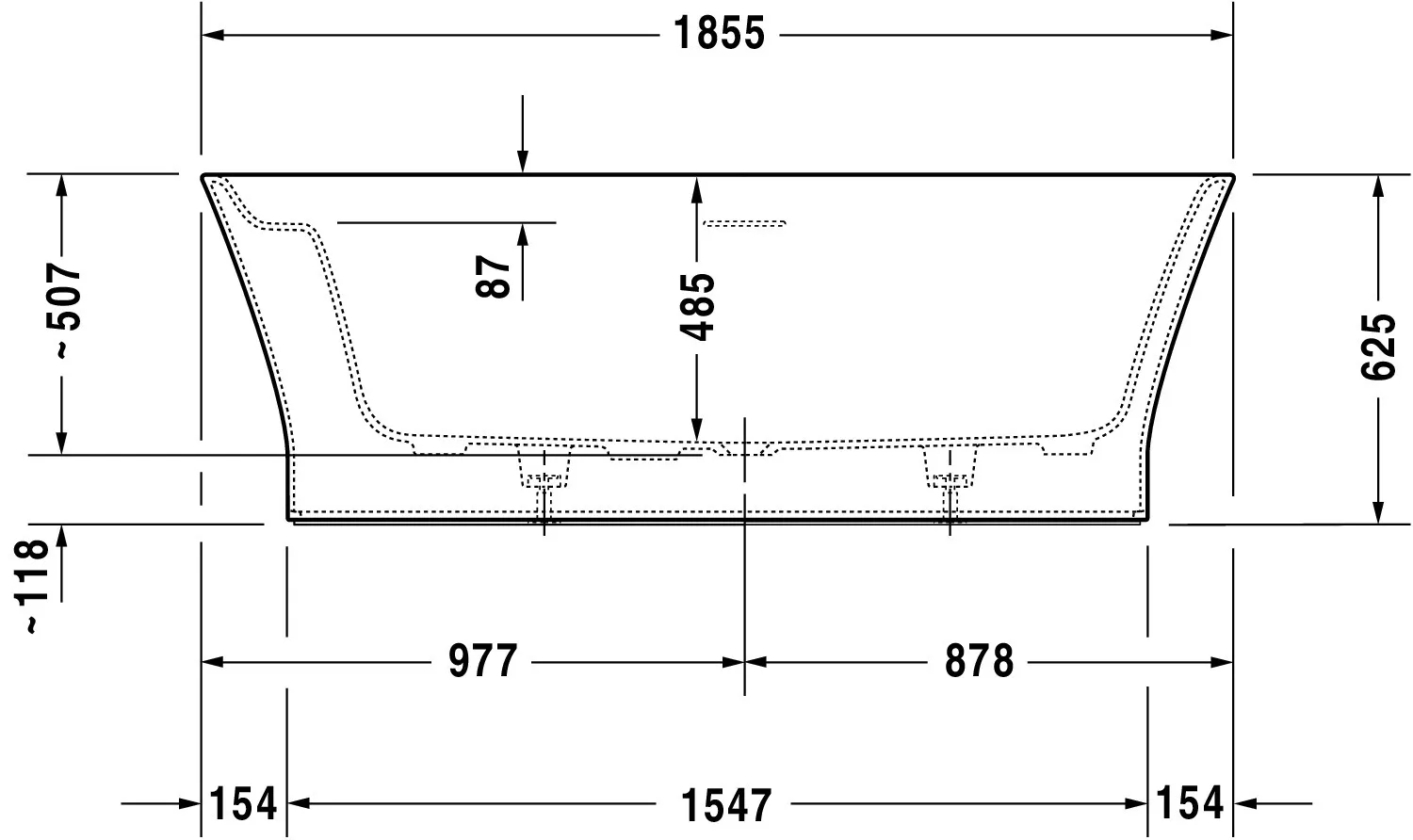 Duravit Whirlwanne „Cape Cod“ freistehend oval 185,5 × 88,5 cm