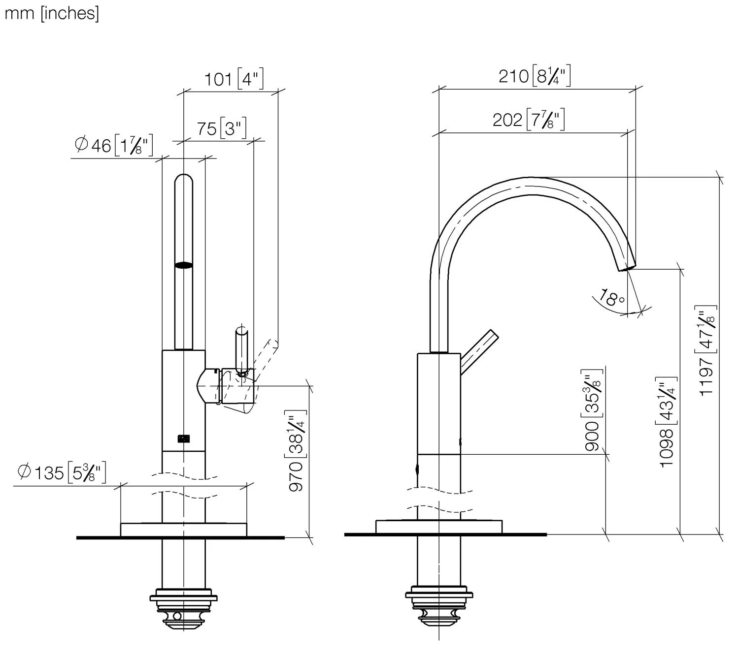 Waschtisch-Einhandbatterie mit Standrohr ohne Ablaufgarnitur META Chrom 22584661