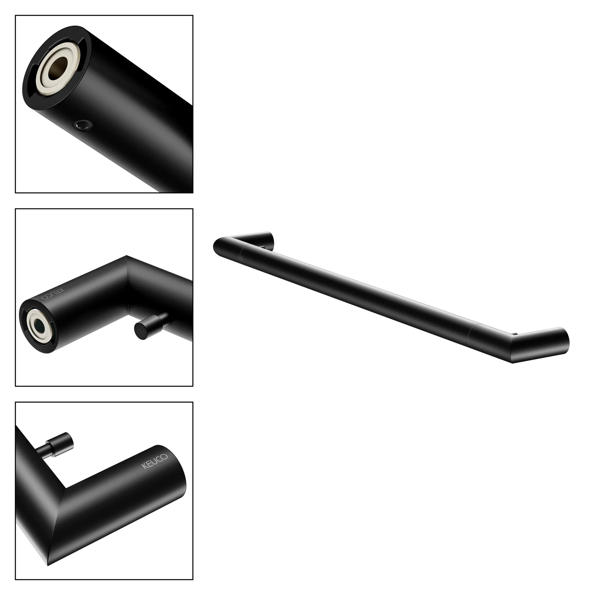 KEUCO REVA Badetuchhalter mit integriertem Haken 600 mm schwarz matt
