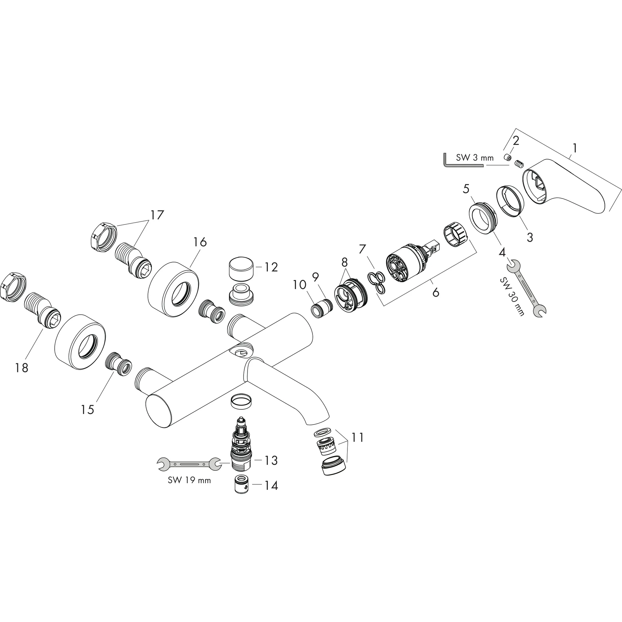 Hansgrohe AXOR Citterio M Mischer, Einhebel-Wannenmischer Aufputz, Chrom Hansgrohe AXOR Citterio M Mischer, Einhebel-Wannenmischer Aufputz, Chrom