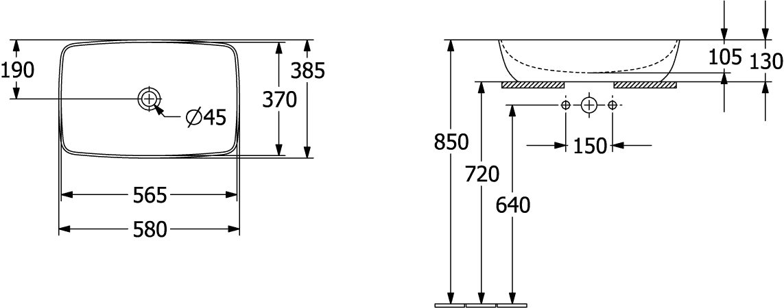 Villeroy & Boch Aufsatzwaschtisch aus TitanCeram „Artis“ 580 × 385 × 130 mm in Weiß Alpin Villeroy & Boch Aufsatzwaschtisch aus TitanCeram „Artis“ 580 × 385 × 130 mm in Weiß Alpin