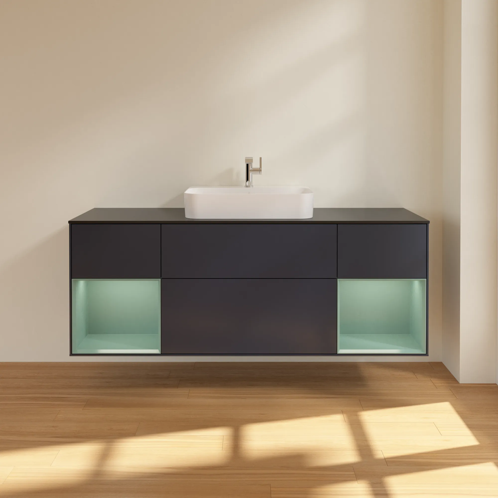 Villeroy & Boch Waschtischunterschrank „Finion“ für Schrankwaschtisch 1600 × 603 × 501 mm Midnight Blue Matt Lacquer, für Becken mittig