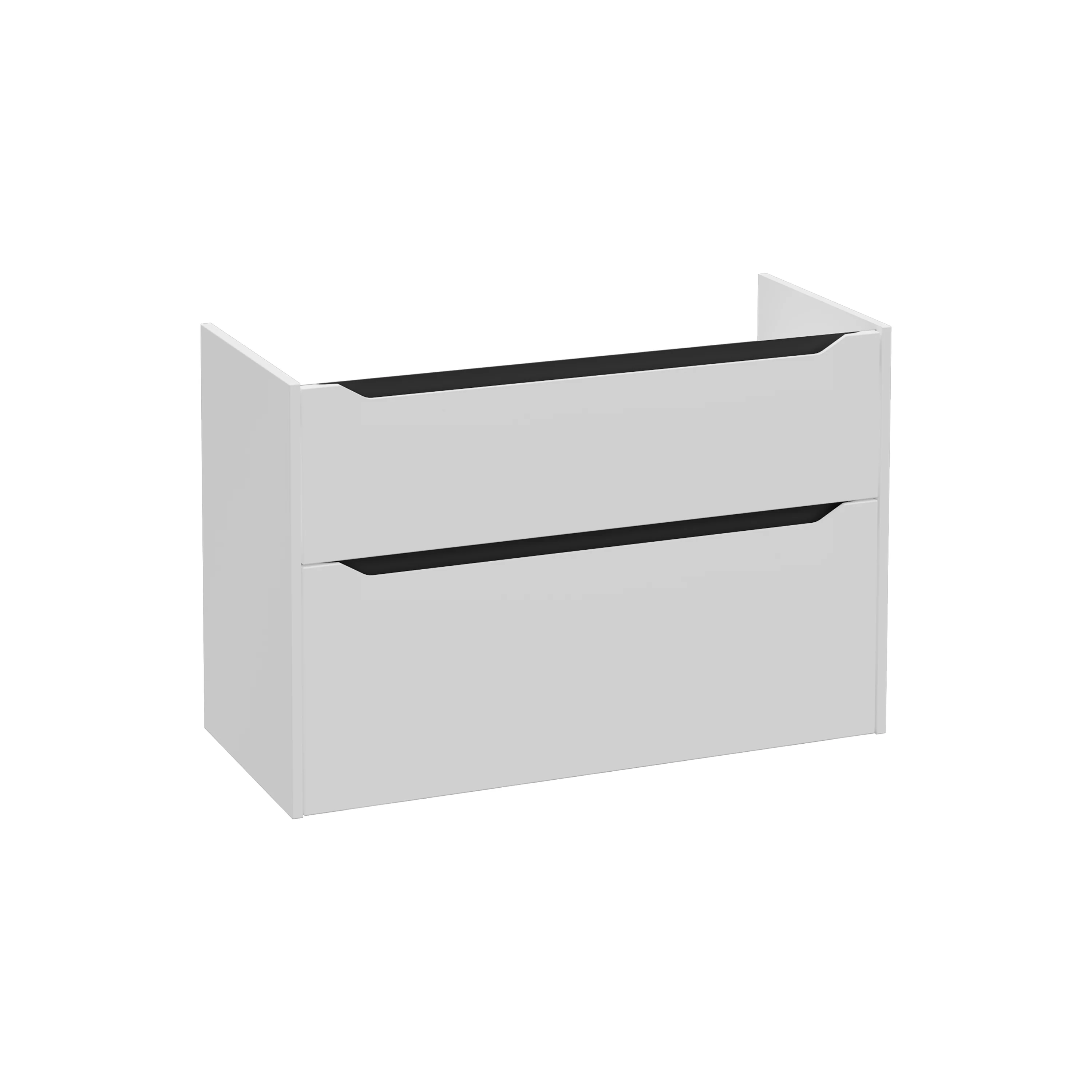 New Integra Square Waschtischunterschrank mit 2 Vollauszügen 97 x 45 x 65 cm (BxTxH) Hellgrau Matt