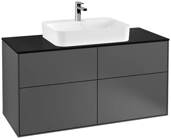 Villeroy & Boch Waschtischunterschrank „Finion“ für Schrankwaschtisch 120 × 60,3 × 50,1 cm 4 Schubladen, für Waschtischposition mittig, inkl. Beleuchtung