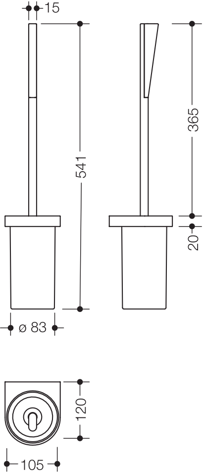 WC-Bürstengarnitur, Halter Metall, pulverbeschichtet, Bürstenbehälter und Bürstenstiel Polyamid, matt, Bürste mit verlängertem Stiel, Wandmontage, in Farbe AS (Weiß tiefmatt - Weiß matt)