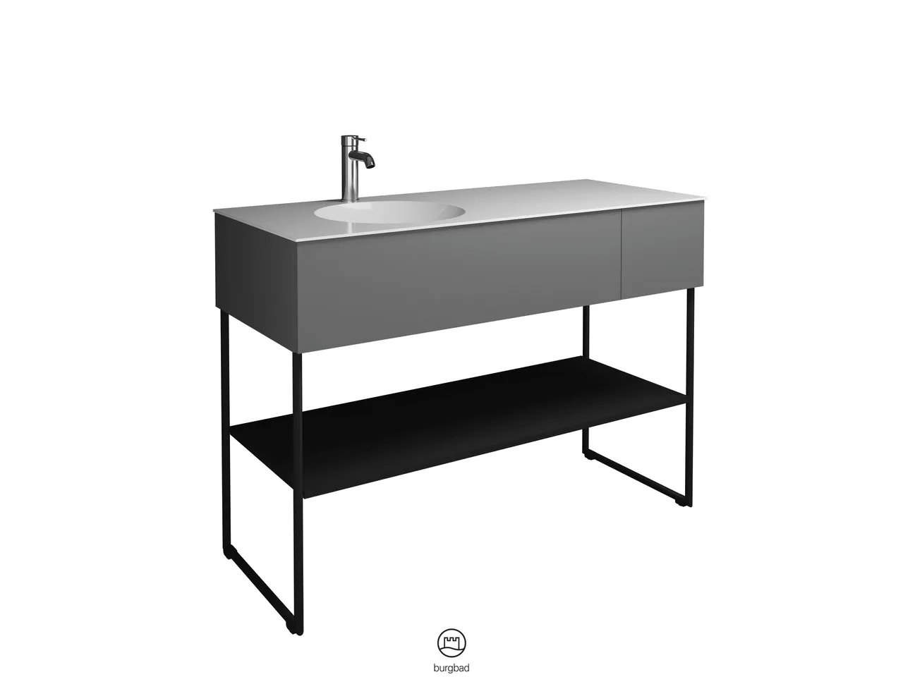 burgbad Coco Mineralguss-Waschtisch inkl. Waschtischunterschrank, Schwarz Seidenglanz burgbad Coco Mineralguss-Waschtisch inkl. Waschtischunterschrank, Schwarz Seidenglanz