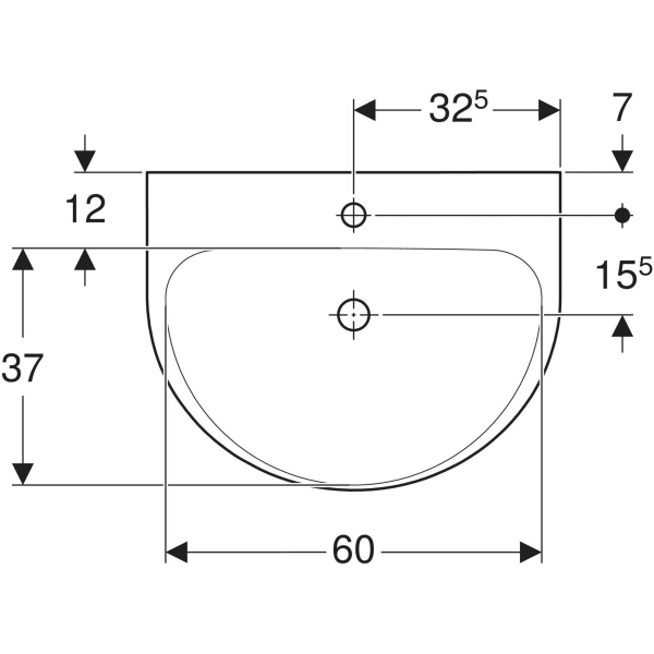 Wandwaschtisch „Renova“, ohne Überlauf, Hahnlochposition mittig 65 × 50 cm in weiß alpin Wandwaschtisch „Renova“, ohne Überlauf, Hahnlochposition mittig 65 × 50 cm in weiß alpin