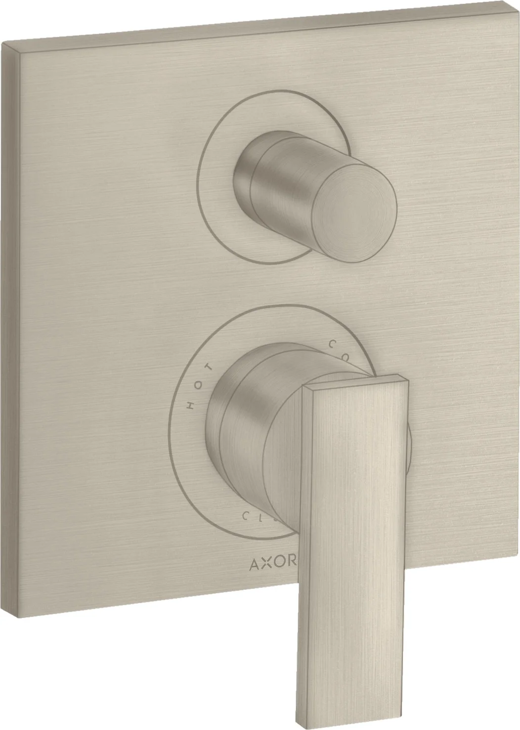 Hansgrohe AXOR Citterio Einhebel-Wannenmischer Unterputz Brushed Nickel, 2 Verbraucher, Keramikmischsystem, einstellbare Temperaturbegrenzung, automatische Rückstellung, Schalldämpfer, für Durchlauferhitzer geeignet