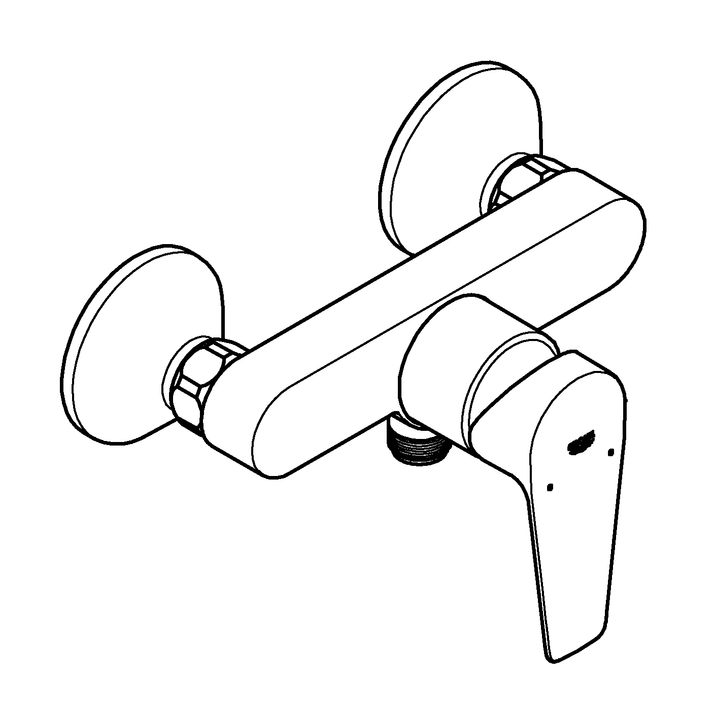 Einhand-Brausebatterie BauEdge 23635_1, Wandmontage, mit Temperaturbegrenzer, S-Anschlüsse, eigensicher, chrom