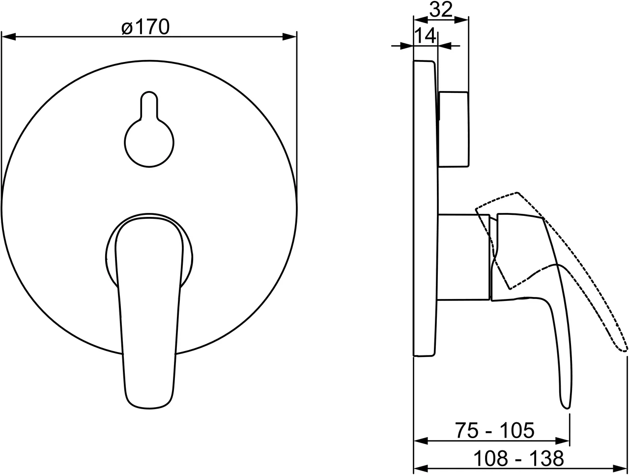 HansaPINTO Wannen- und Brausearmatur Einhebelmischer Fertigmontageset für Wanne/Brause HansaPINTO 8526 Rosette rund Chrom