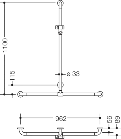 HEWI Duschhandlauf WARM TOUCH PG76 anthrazitgrau