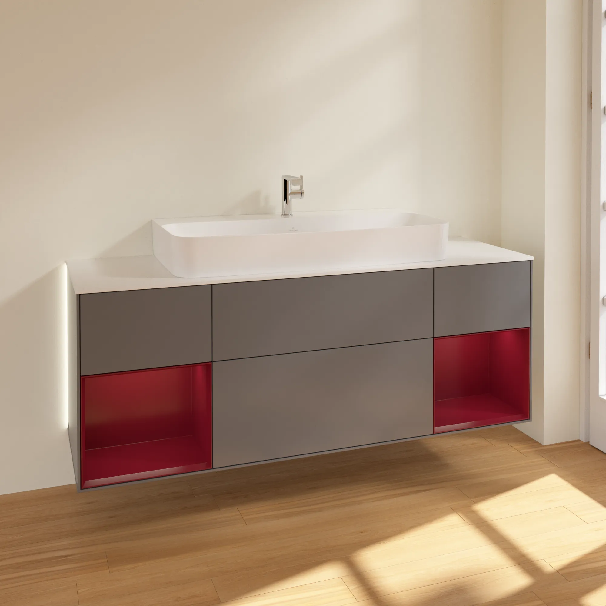 Villeroy & Boch Waschtischunterschrank „Finion“ für Schrankwaschtisch 1600 × 603 × 501 mm Anthracite Matt Lacquer, für Becken mittig