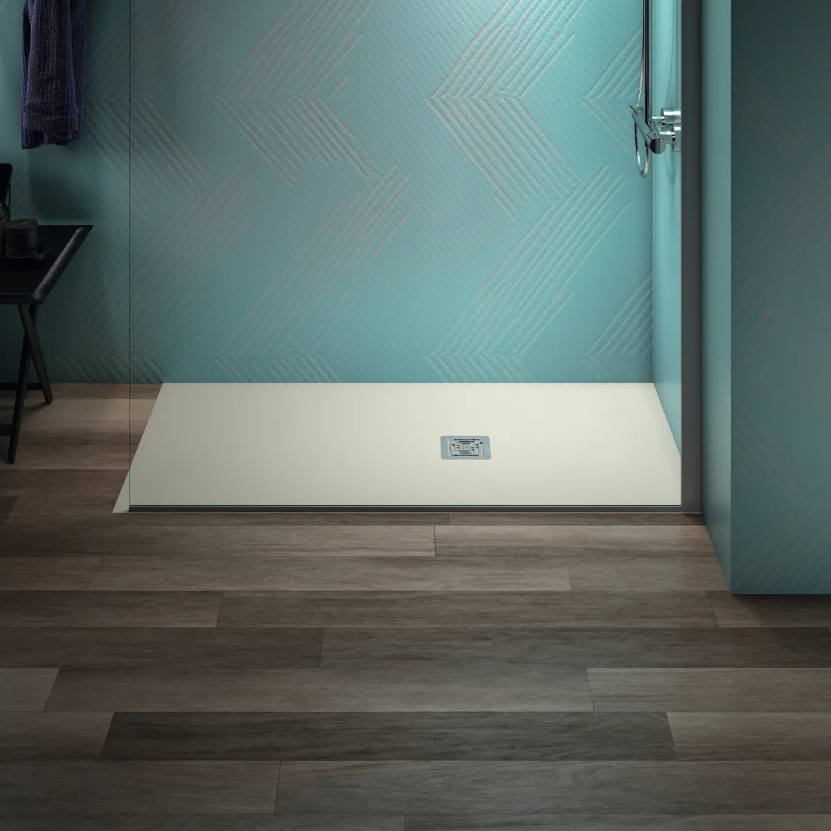 Ideal Standard Rechteck-Brausewanne Ultra Flat S + 1400x700mm Ablauf 55cm Mitte/Seite Sandstein