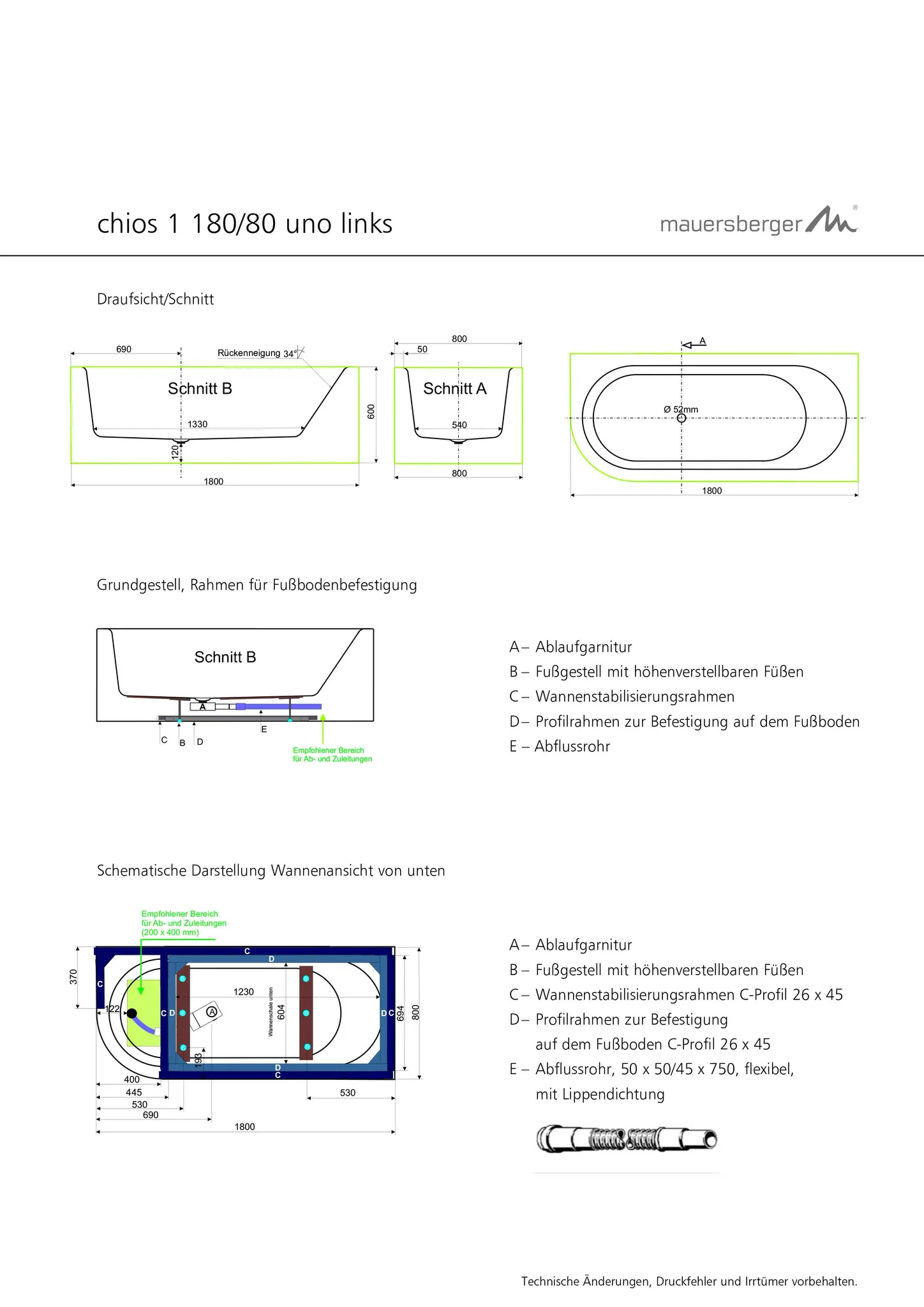 Mauersberger Badewanne „chios 1 uno“ 1800 × 800 mm, links in Weiß Mauersberger Badewanne „chios 1 uno“ 1800 × 800 mm, links in Weiß