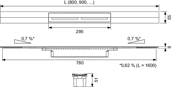TECE Duschrinne in Schwarz (gebürstet) TECE Duschrinne in Schwarz (gebürstet)