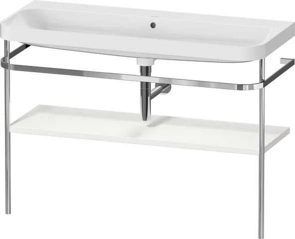 Duravit Waschtischunterschrank c-shaped Set mit Metallkonsole „Happy D.2 Plus“ 117,5 × 85 × 49 cm in Nordic Weiß Seidenmatt