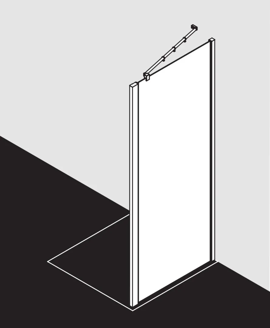 Kermi Seitenwand für Ecke „RAYA“ Glas Klar, Profile Silber Hochglanz, BV: 755 - 775 mm GAK: 740 - 760 mm WE: 765 - 785 mm H: 1850 mm
