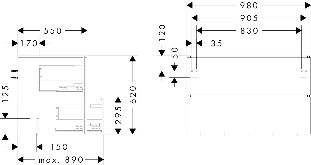 Hansgrohe Waschtischunterschrank „Xilesa E“ in Sandbeige Matt Hansgrohe Waschtischunterschrank „Xilesa E“ in Sandbeige Matt