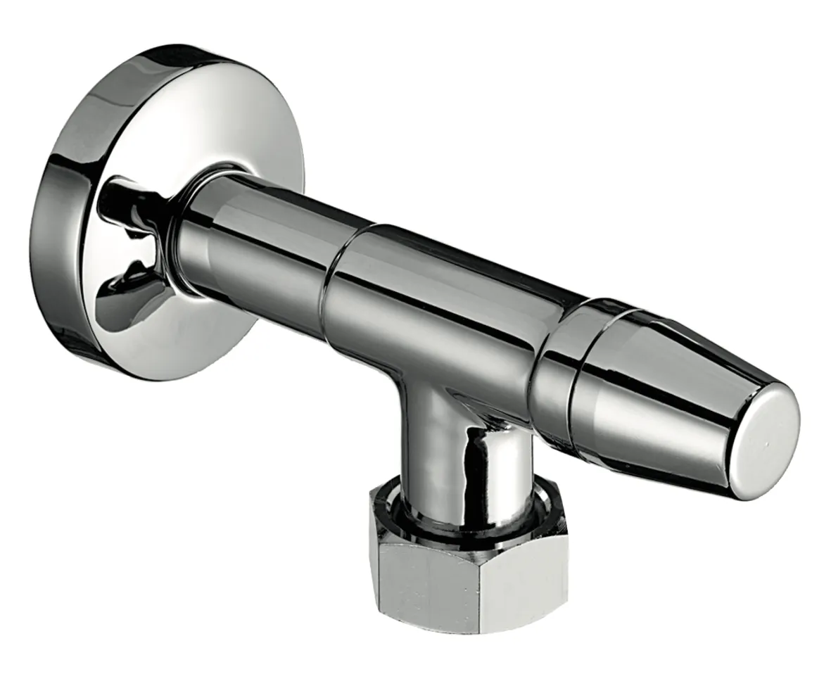 Wasserzähler-Eckventil, Schubrosette Ø 54 mm, DN 15 G 1/2 AG, DN 20 G 3/4 IG, chrom Wasserzähler-Eckventil, Schubrosette Ø 54 mm, DN 15 G 1/2 AG, DN 20 G 3/4 IG, chrom