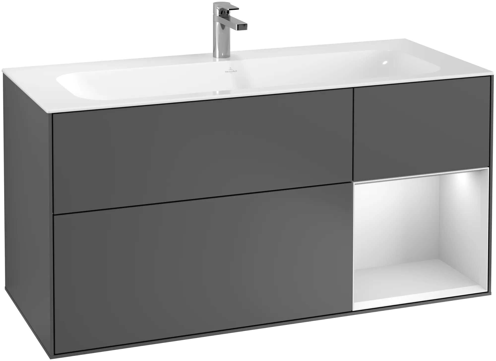 Villeroy & Boch Finion Waschbeckenunterschrank F07 1196x591x498mm Anthrazit Matt Lack / Weiss Matt Lack