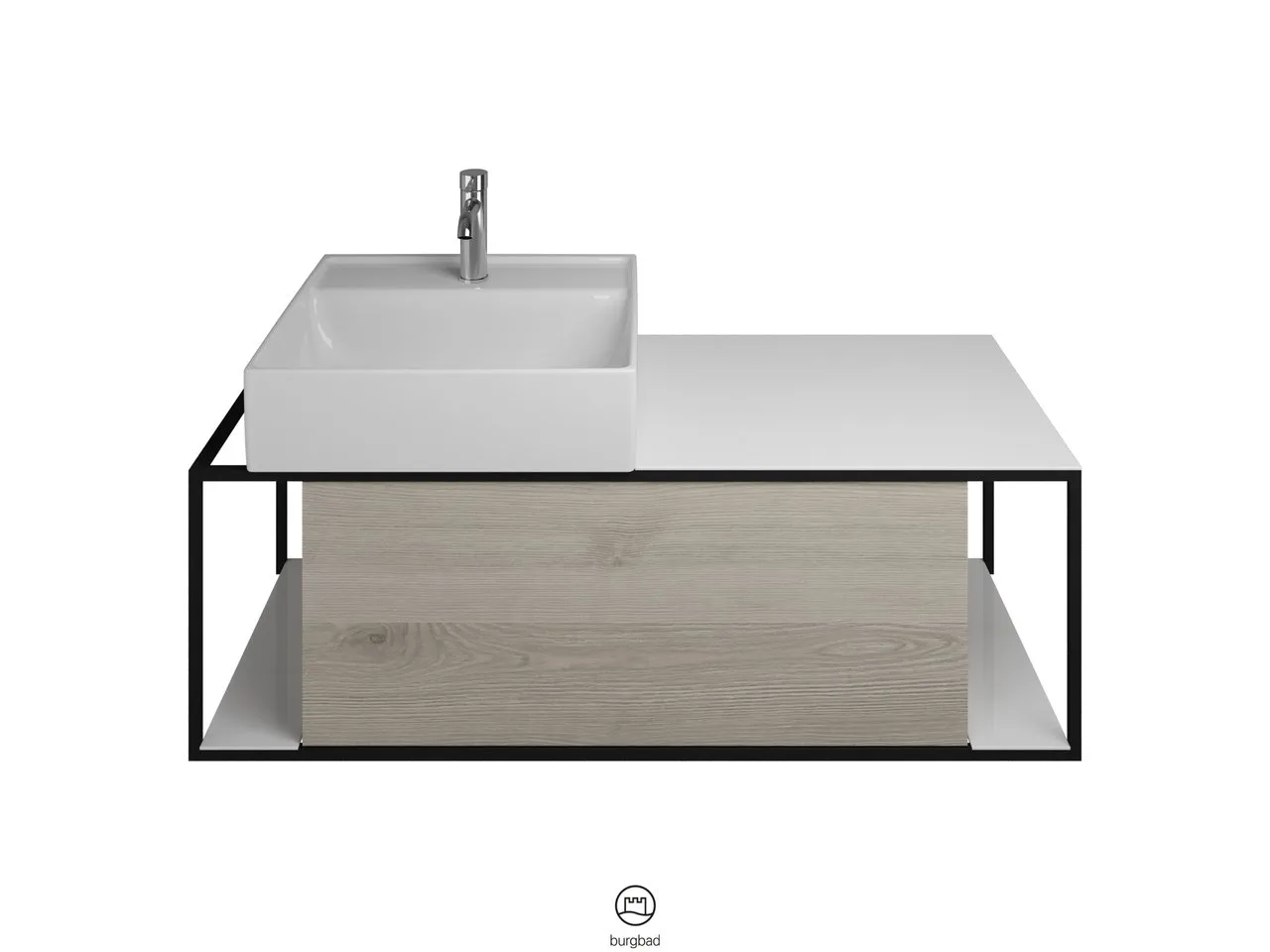 burgbad Junit Keramik-Aufsatzwaschtisch inkl. Waschtischunterschrank, 500x1200x530 burgbad Junit Keramik-Aufsatzwaschtisch inkl. Waschtischunterschrank, 500x1200x530