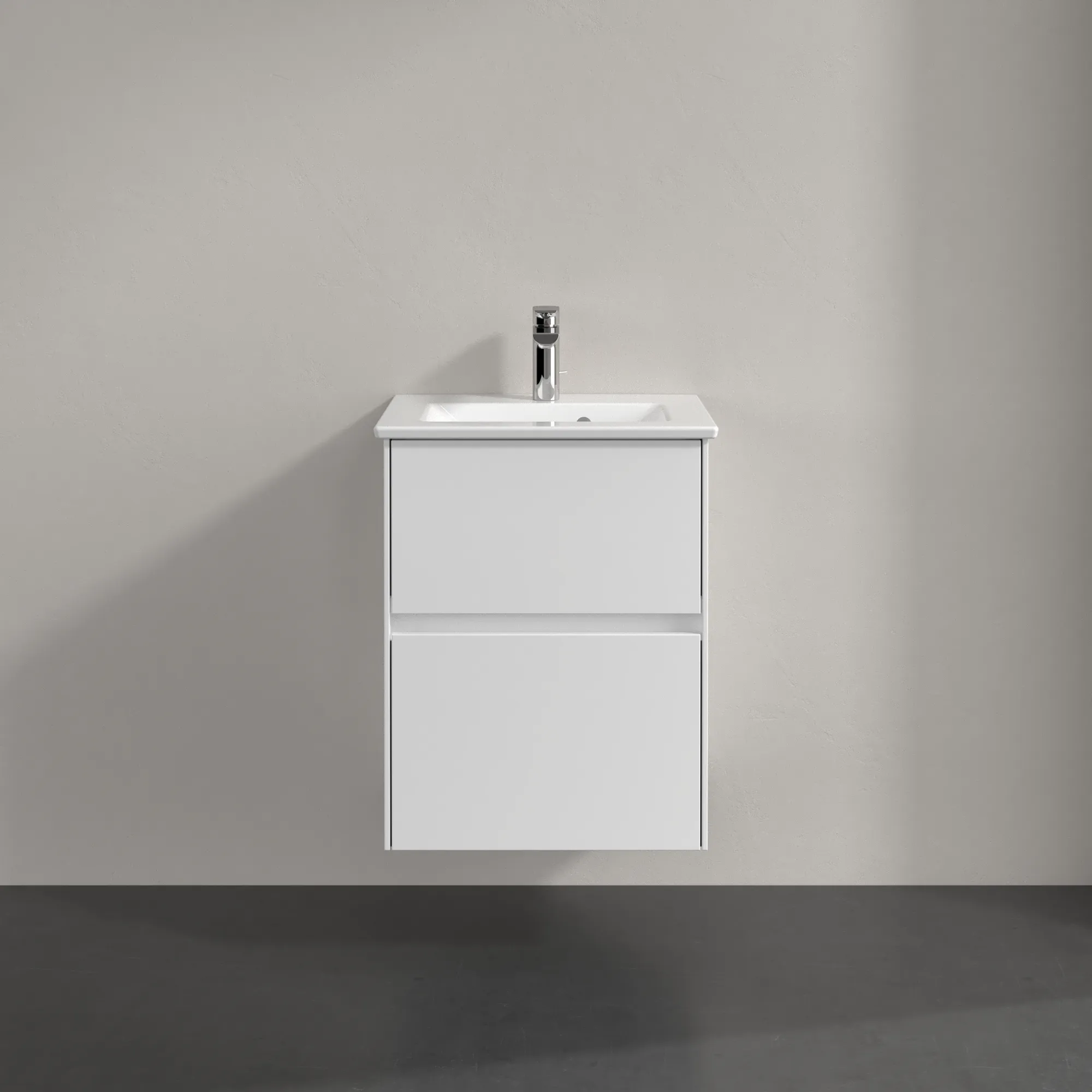 Villeroy & Boch Waschtischunterschrank „Collaro“ 472 × 610 × 404 mm Weiß Matt, mit Beleuchtung, für Becken mittig