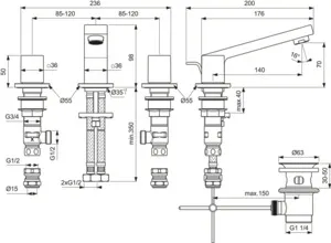 Einhand-Waschtischarmatur „Extra“ Ausladung 140 mm in Chrom