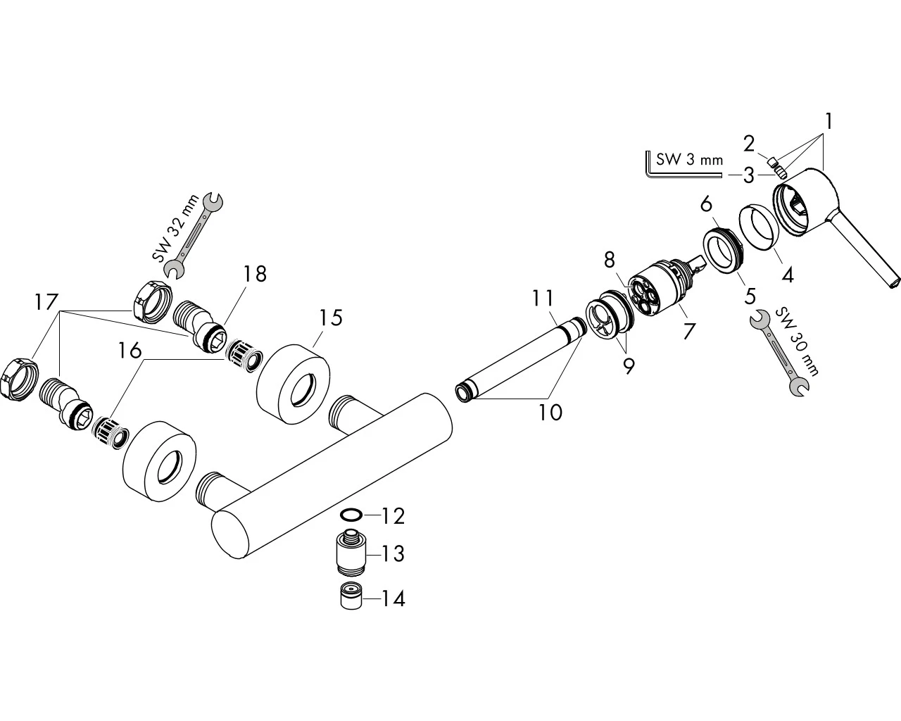 Brausenmischer Aufputz Axor Starck DN15 chrom Hebelgriff