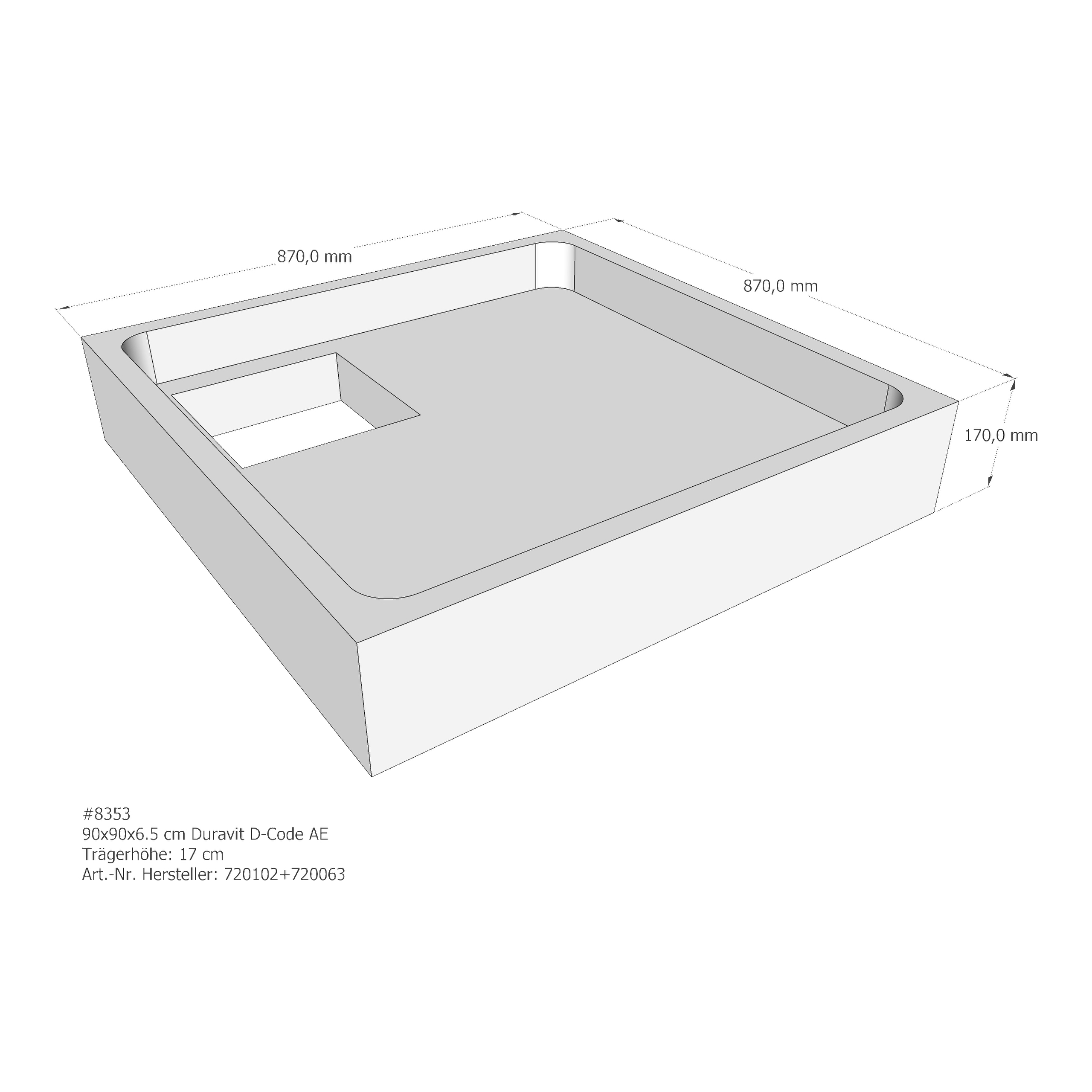 Duschwannenträger für Duravit D-Code 90 × 90 × 6,5 cm Duschwannenträger für Duravit D-Code 90 × 90 × 6,5 cm