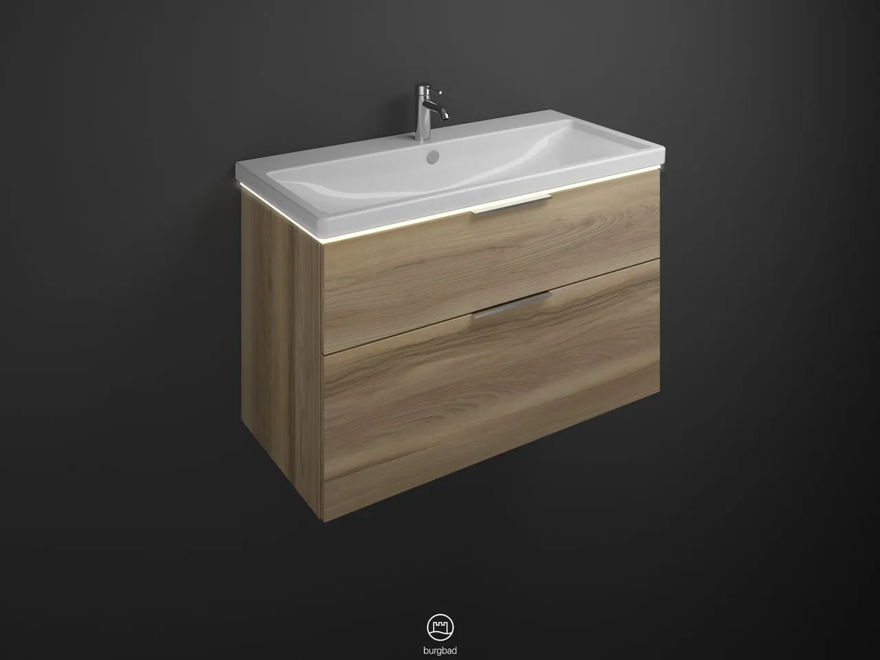 burgbad Badmöbelset Keramik-Waschtisch inkl. Waschtischunterschrank „Eqio“ 103 × 66,5 × 49 cm Griff, Chrom (230 mm), in Grau Hochglanz burgbad Badmöbelset Keramik-Waschtisch inkl. Waschtischunterschrank „Eqio“ 103 × 66,5 × 49 cm Griff, Chrom (230 mm), in Grau Hochglanz