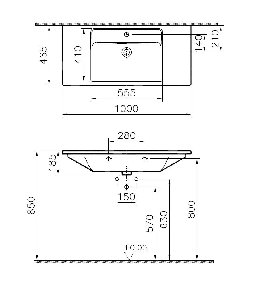 VitrA Integra Möbelwaschtisch 100 x 47 cm, Weiß Hochglanz VitrA Integra Möbelwaschtisch 100 x 47 cm, Weiß Hochglanz